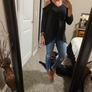 Cold shoulder sweater